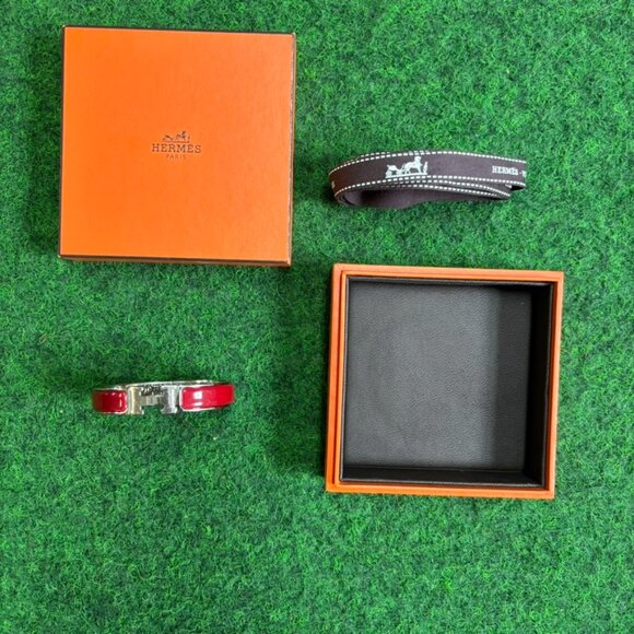 Hermes Clic H bracelet Red with Silver Palladium - Picture 2 of 7